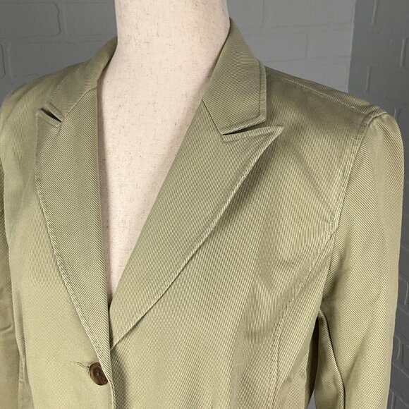 Lands End Blazer Women 8 Spring Green Twill Tailor Classic Career Suit Jacket - Picture 2 of 10